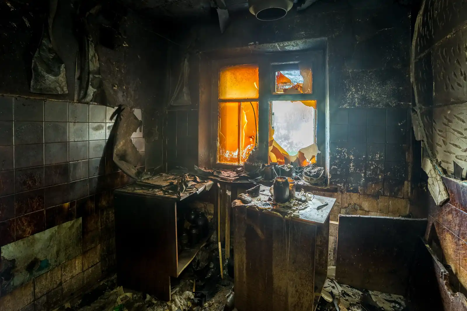 Fire damage restoration crew responding to a house fire in Bellingham, WA